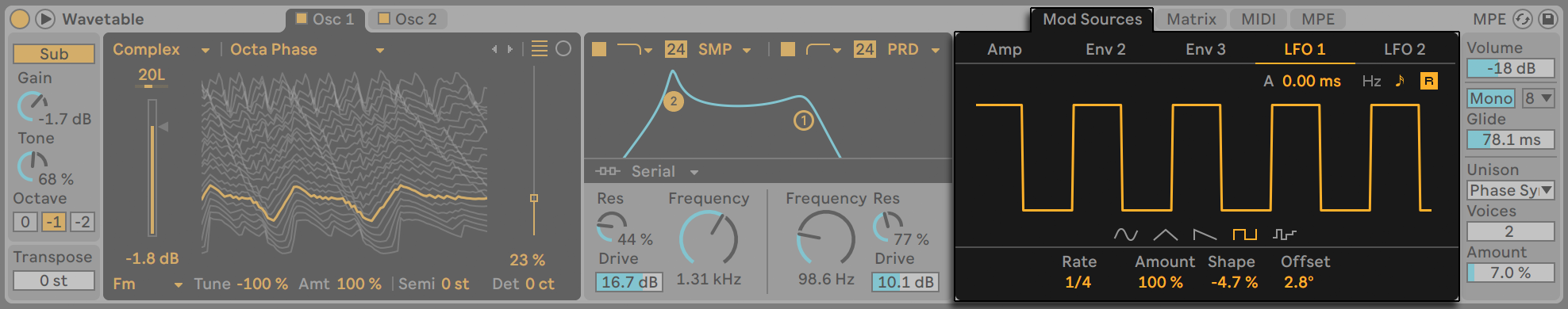 Wavetable’s LFOs.